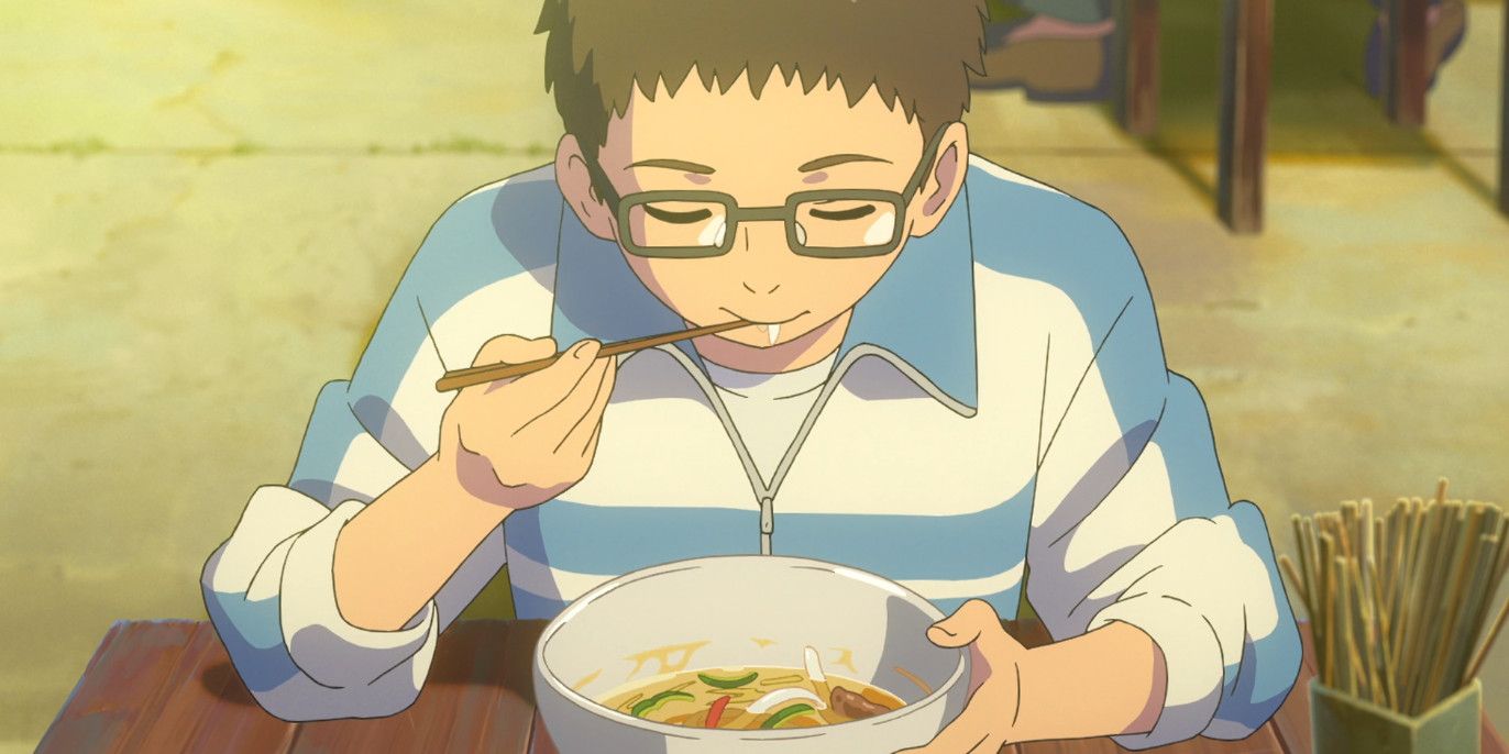 A character eating ramen in Flavors Of Youth.