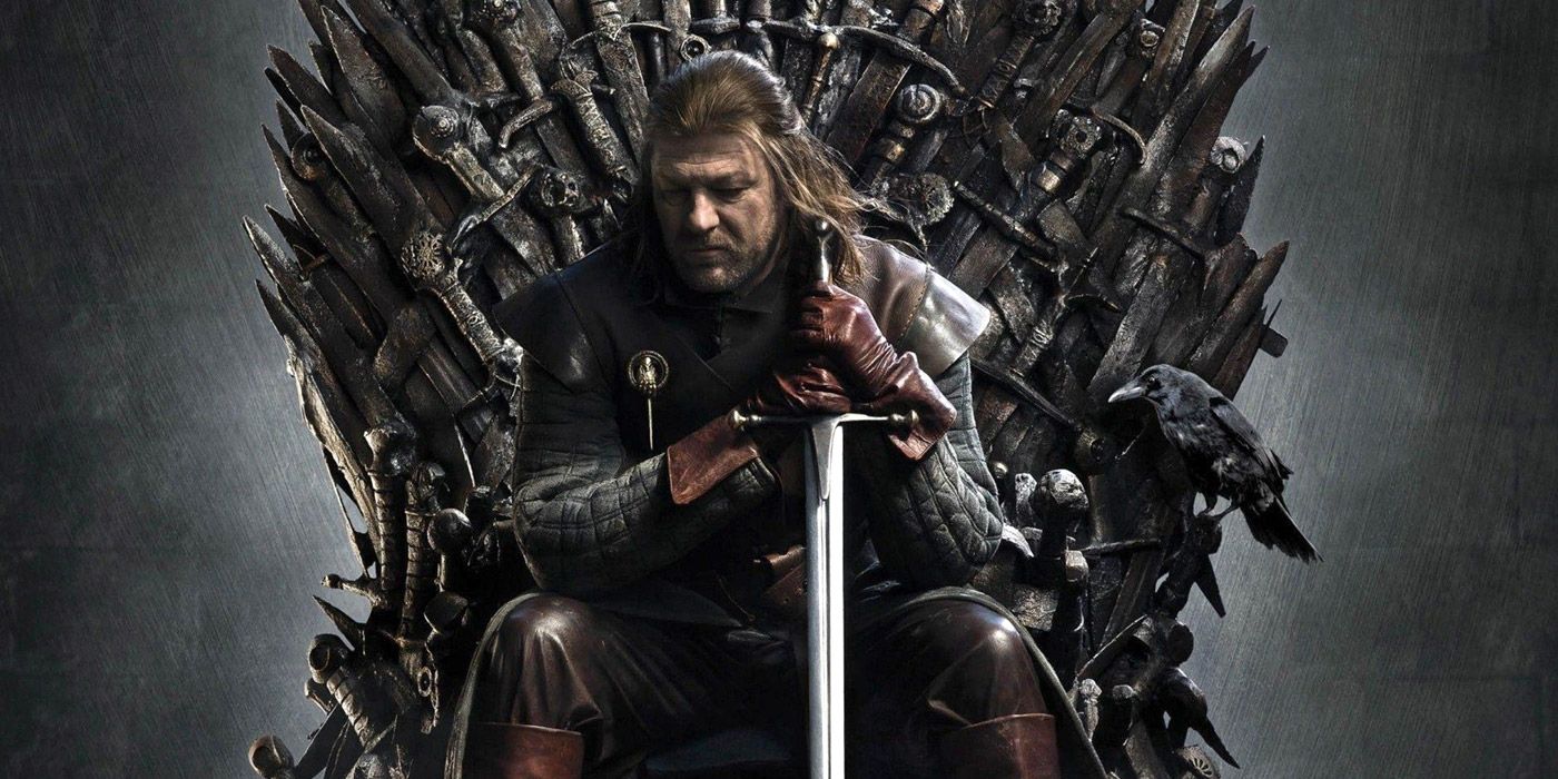 Ned Stark on the Iron Throne in Game of Thrones