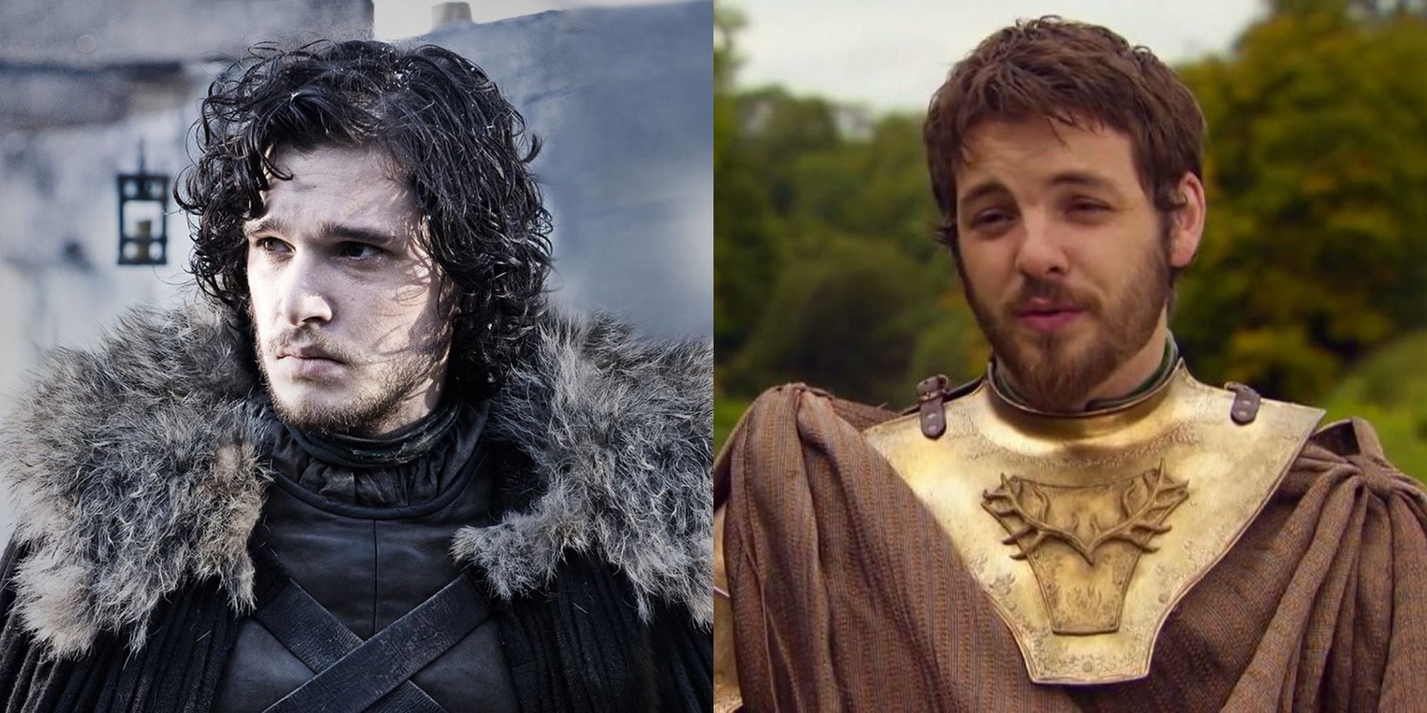 Split image showing Jon Snow and Renly Baratheon in GOT
