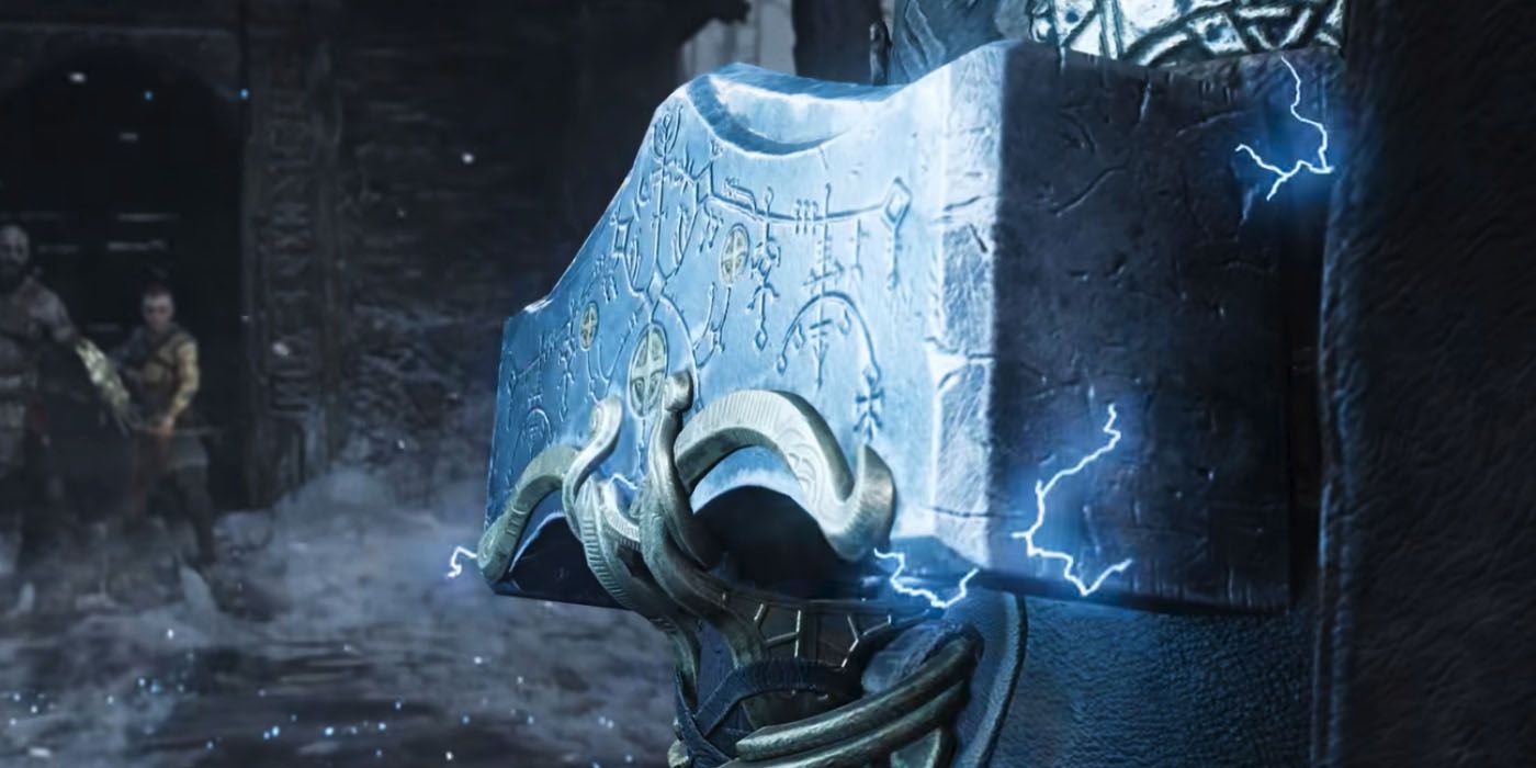 God of War Ragnarök Kratos Lifts Thor's Hammer
