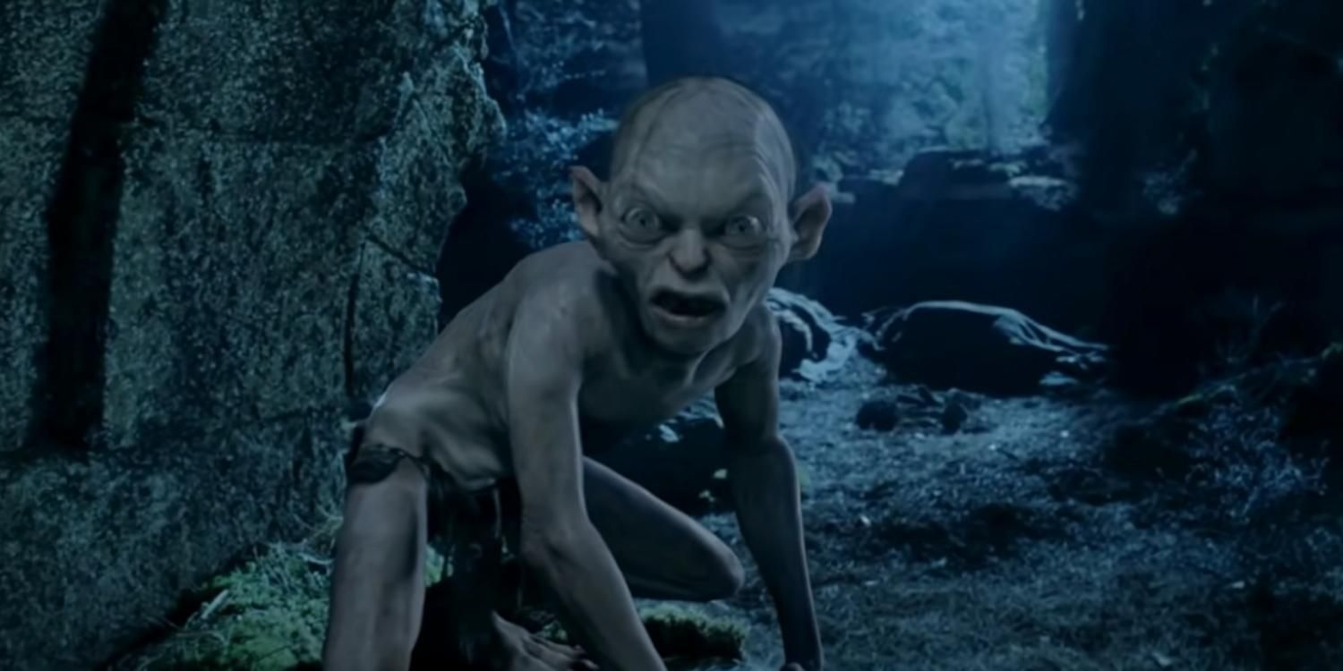 Gollum arguing with himself in The Two Towers
