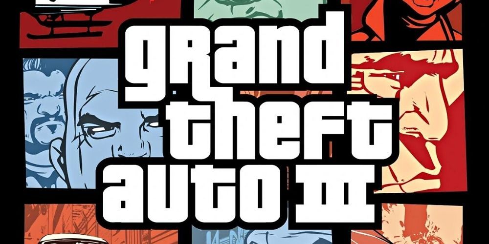 The cover of Grand Theft Auto III features the game's many characters 