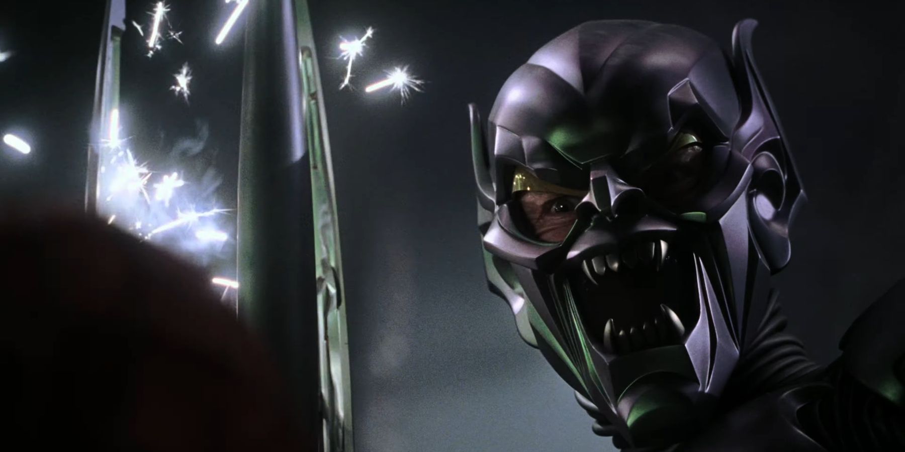 Green Goblin readying a three bladed weapon in Spider-Man 2002