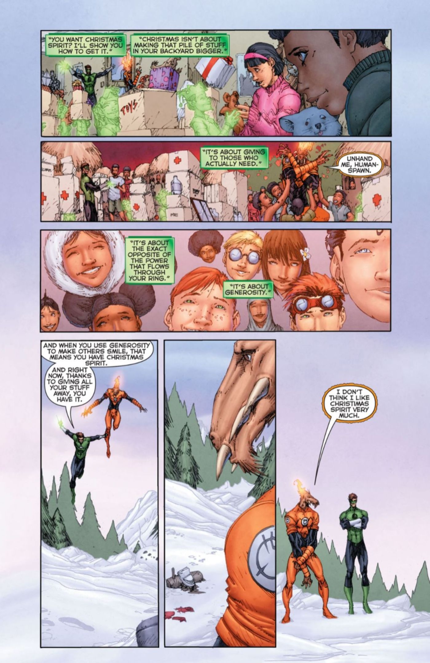 Green Lantern Teaches Larfleeze About Christmas