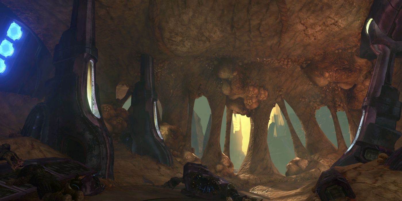 An empty cave in the Halo franchise