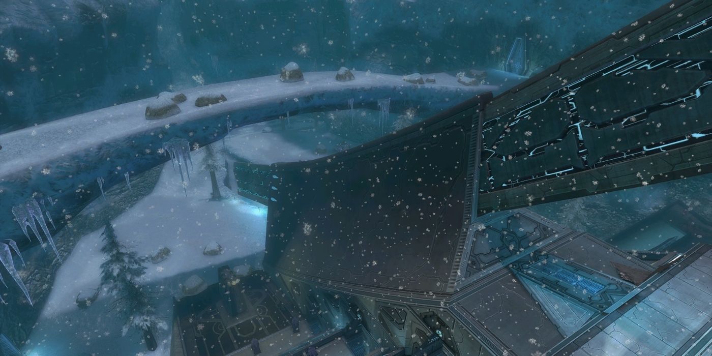 A snowy bridge in Halo