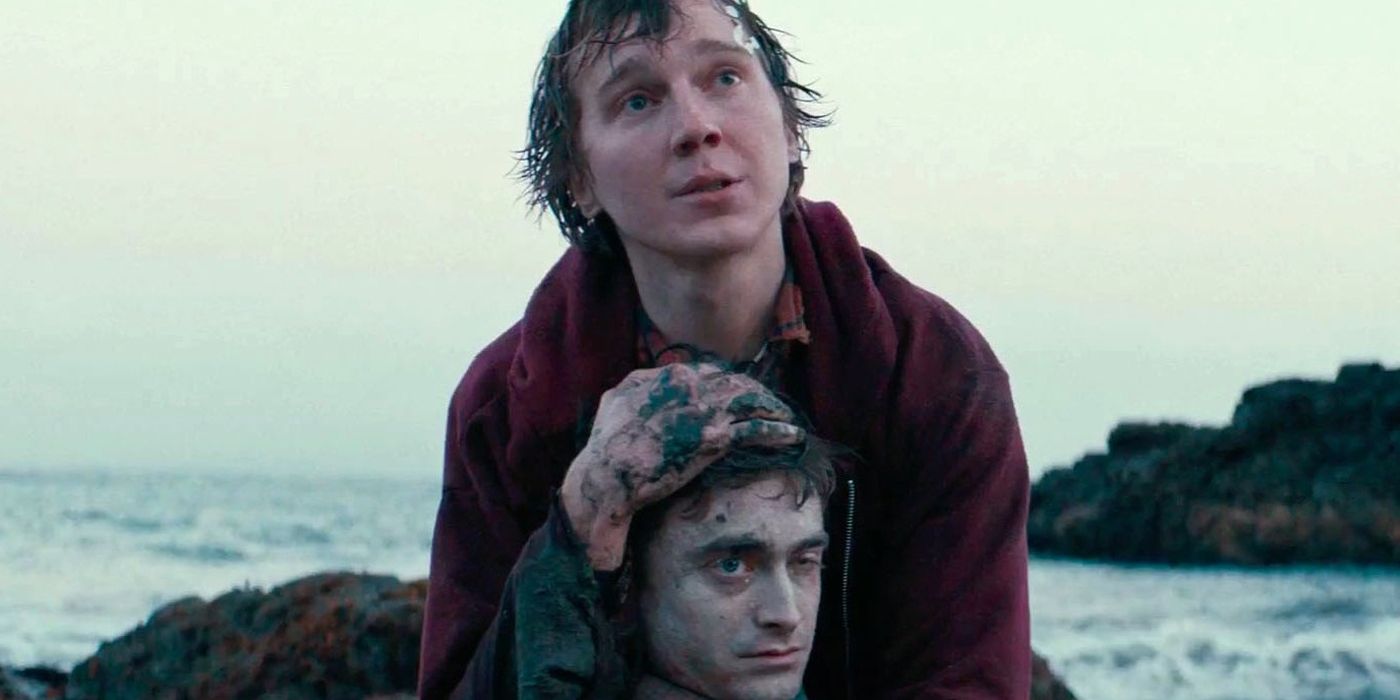 Hank holding onto Manny in Swiss Army Man.
