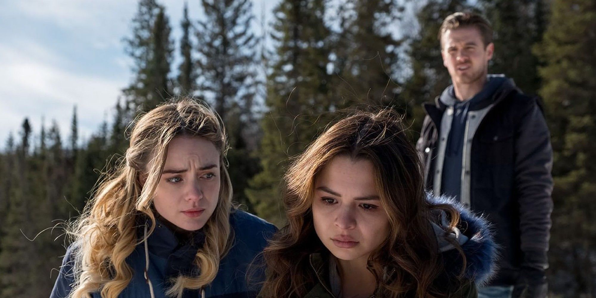 Hannah Kasulka, Sasha Clements and Craig Arnold in Witches In The Woods