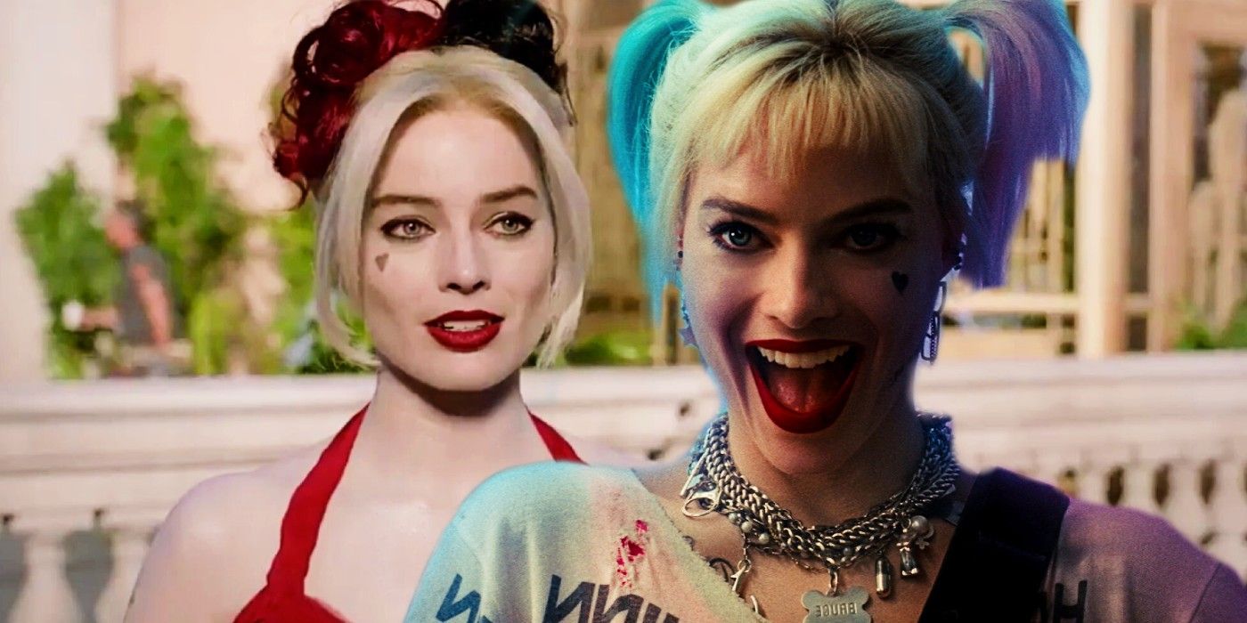 One image of Harley Quinn superimposed over another