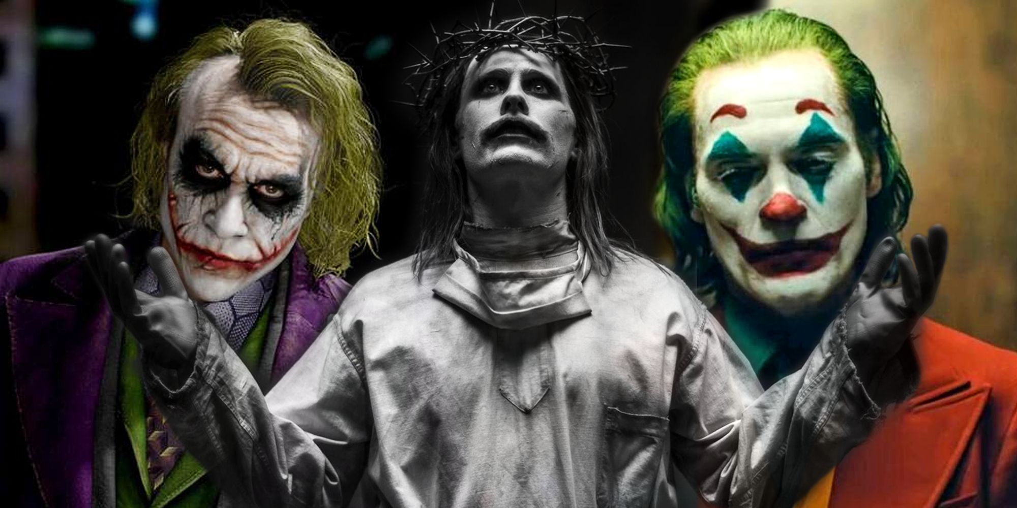 Heath Ledger, Jared Leto, and Joaquin Phoenix as Joker