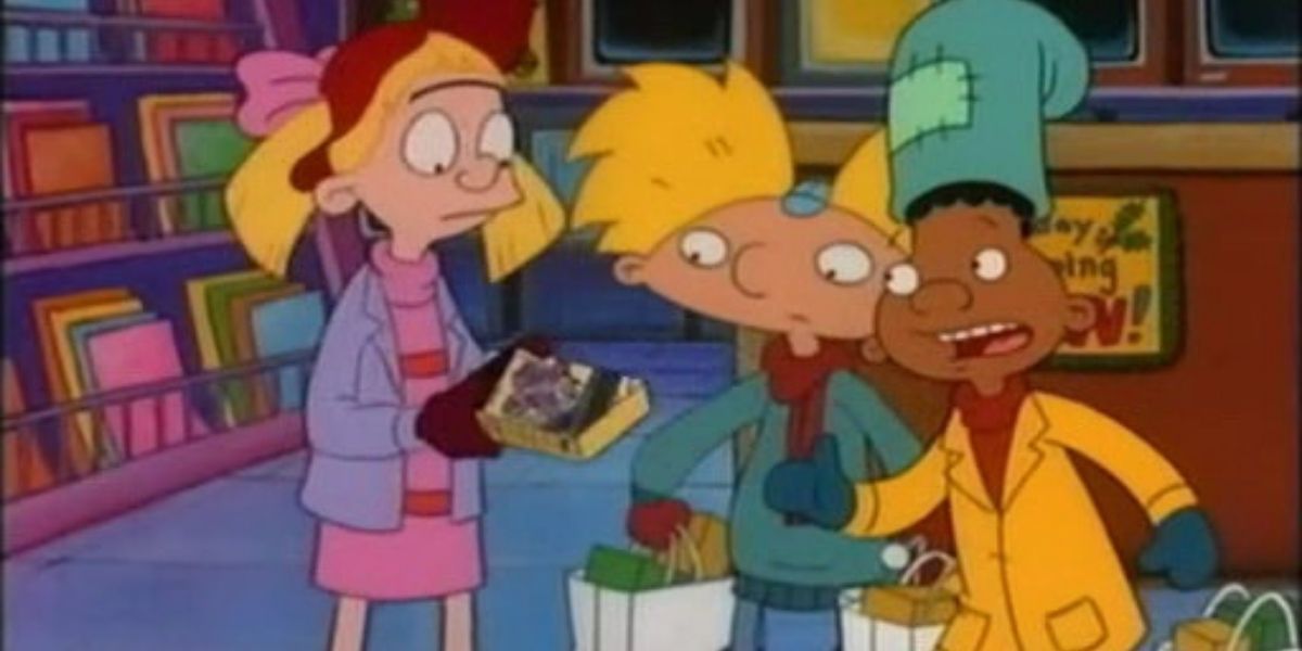 Helga, Arnold, and Gerald christmas shopping in Hey Arnold