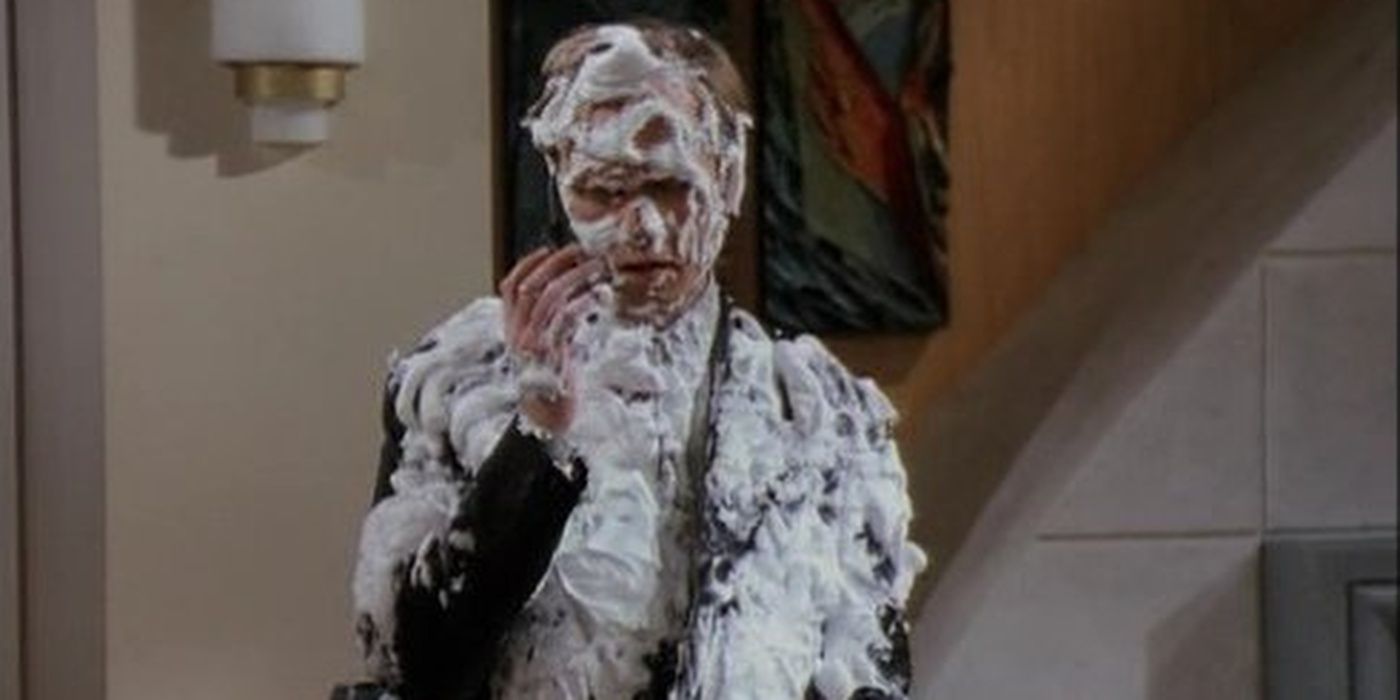 Niles covered in foam on Frasier