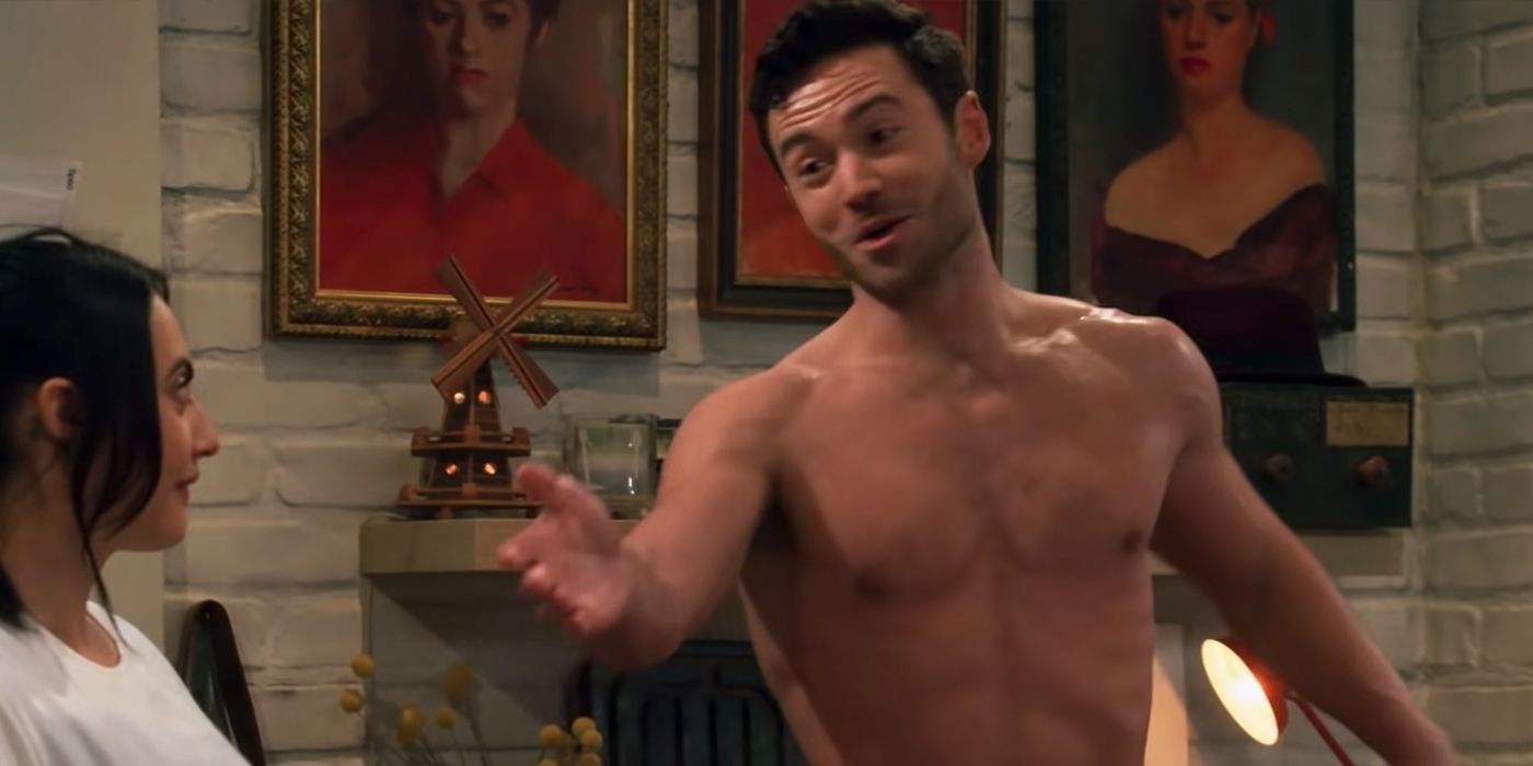 Shirtless Charlie reaching out in HIMYF