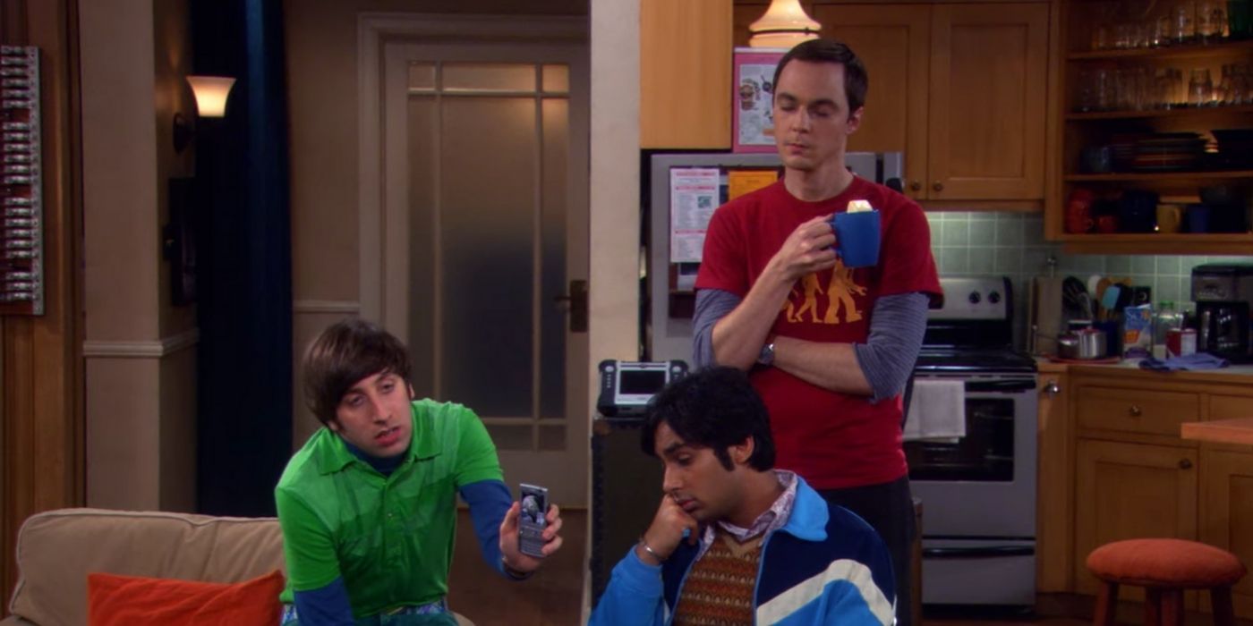 Howard, Sheldon, and Raj talking on speakerphone phone at home on TBBT