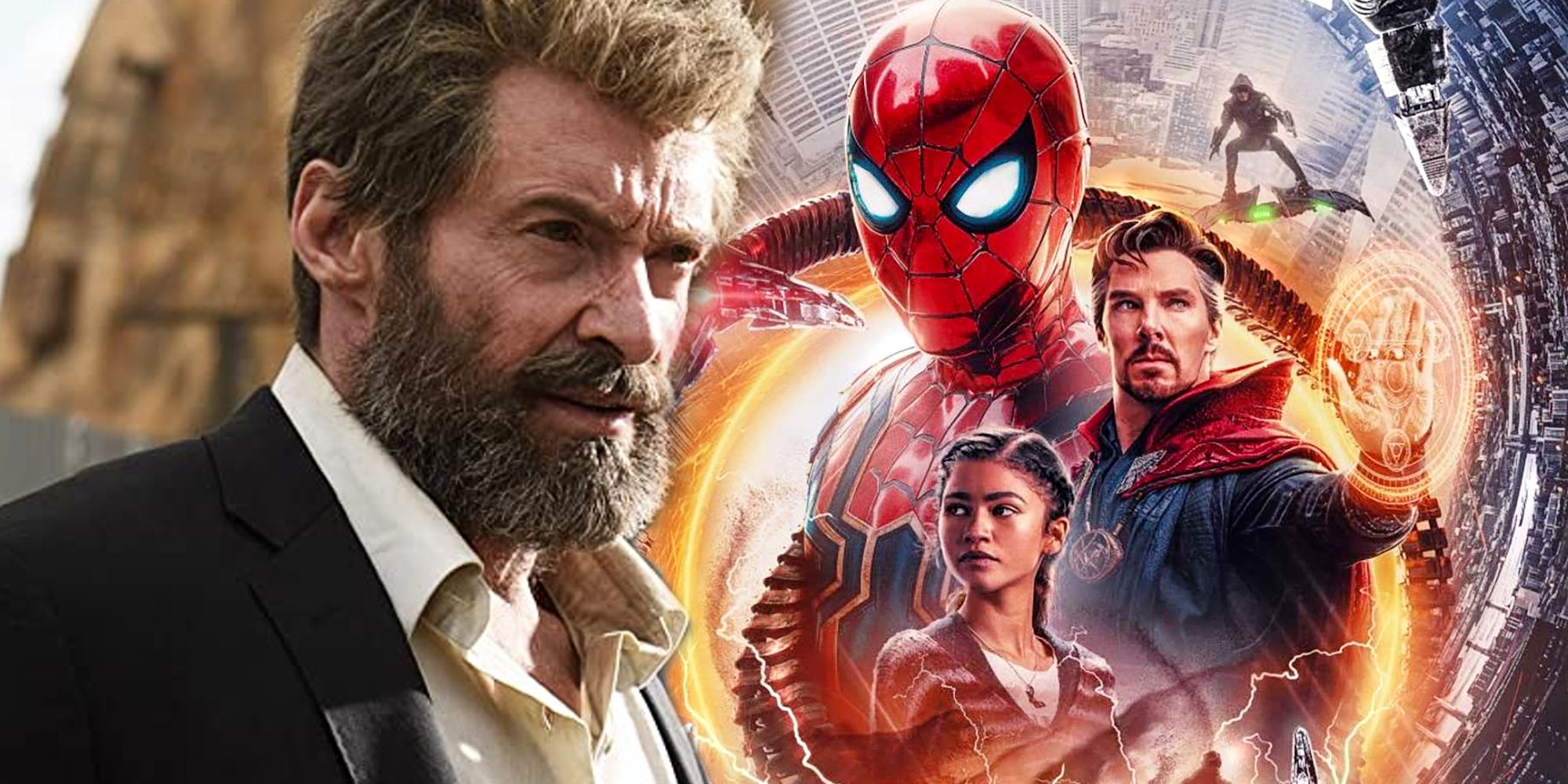 Hugh Jackman as Wolverine in Logan and Spider-Man No Way Home