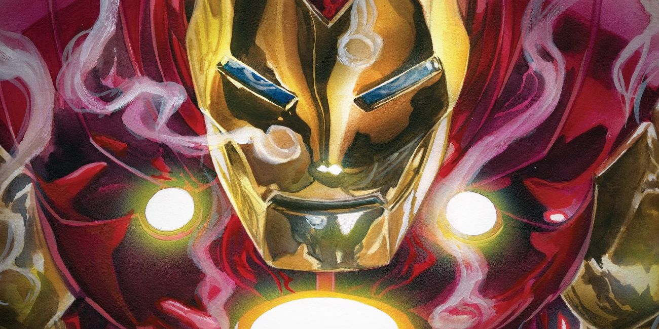 A close-up of Iron Man in Marvel Comics 