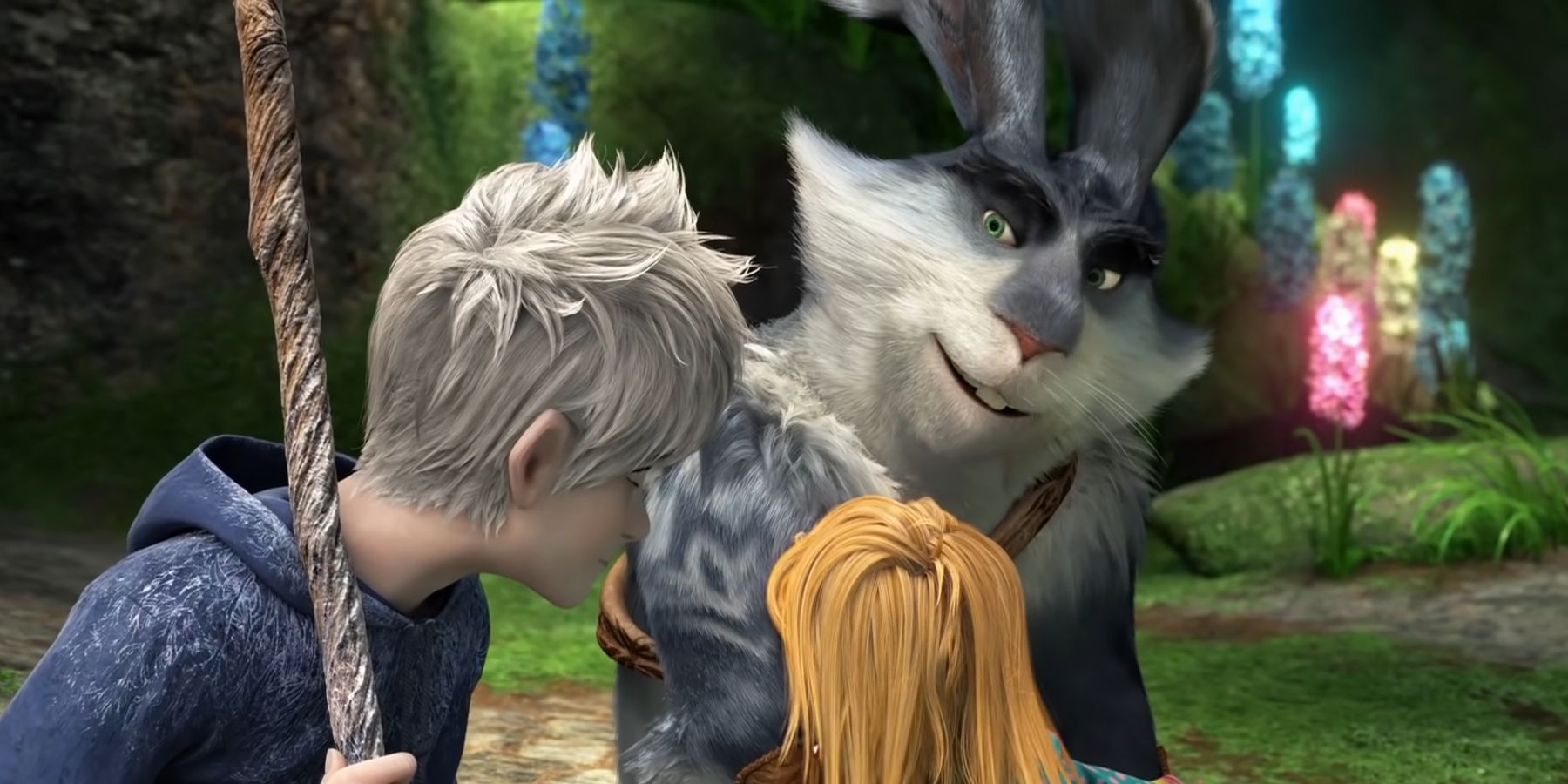 Jack Frost and the Easter Bunny getting along in Rise Of The Guardians