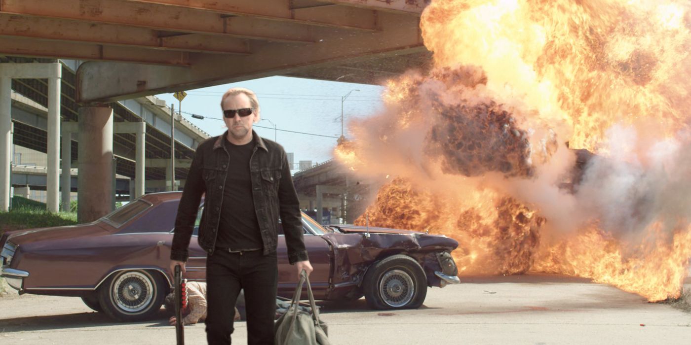 John Milton walking away from an explosion in Drive Angry.