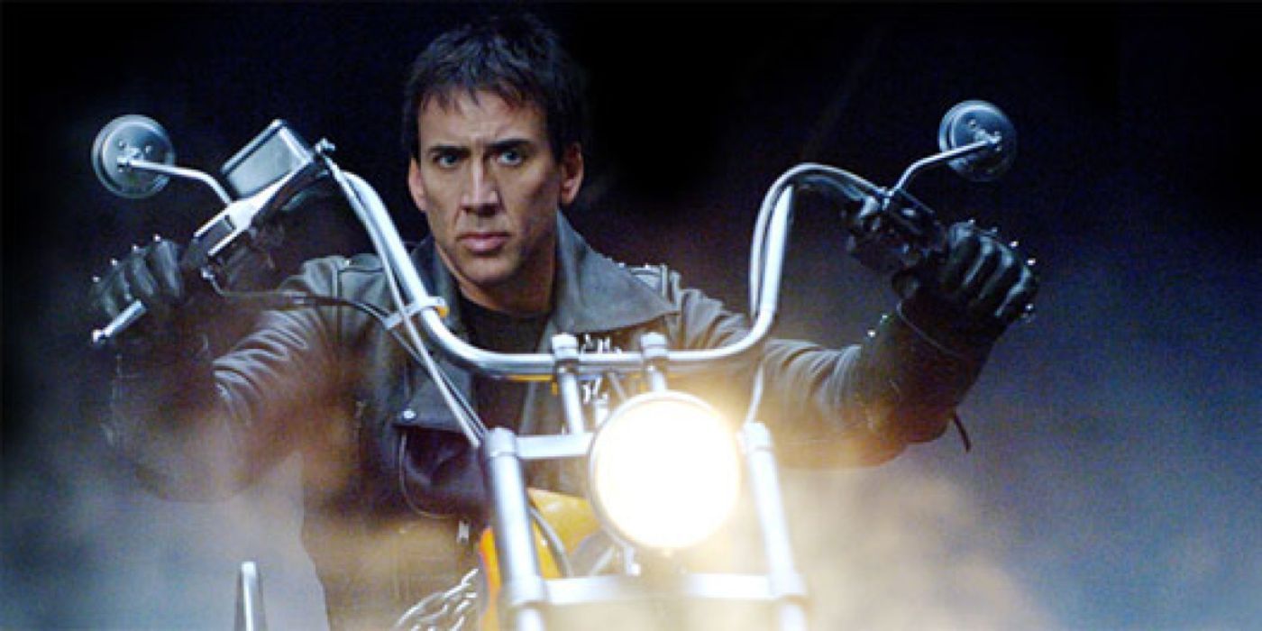Johnny Blaze on his motorcycle in Ghost Rider.