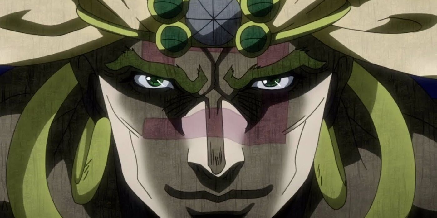 Um close de Wamuu parecendo satisfeito em Jojo's Bizarre Adventure