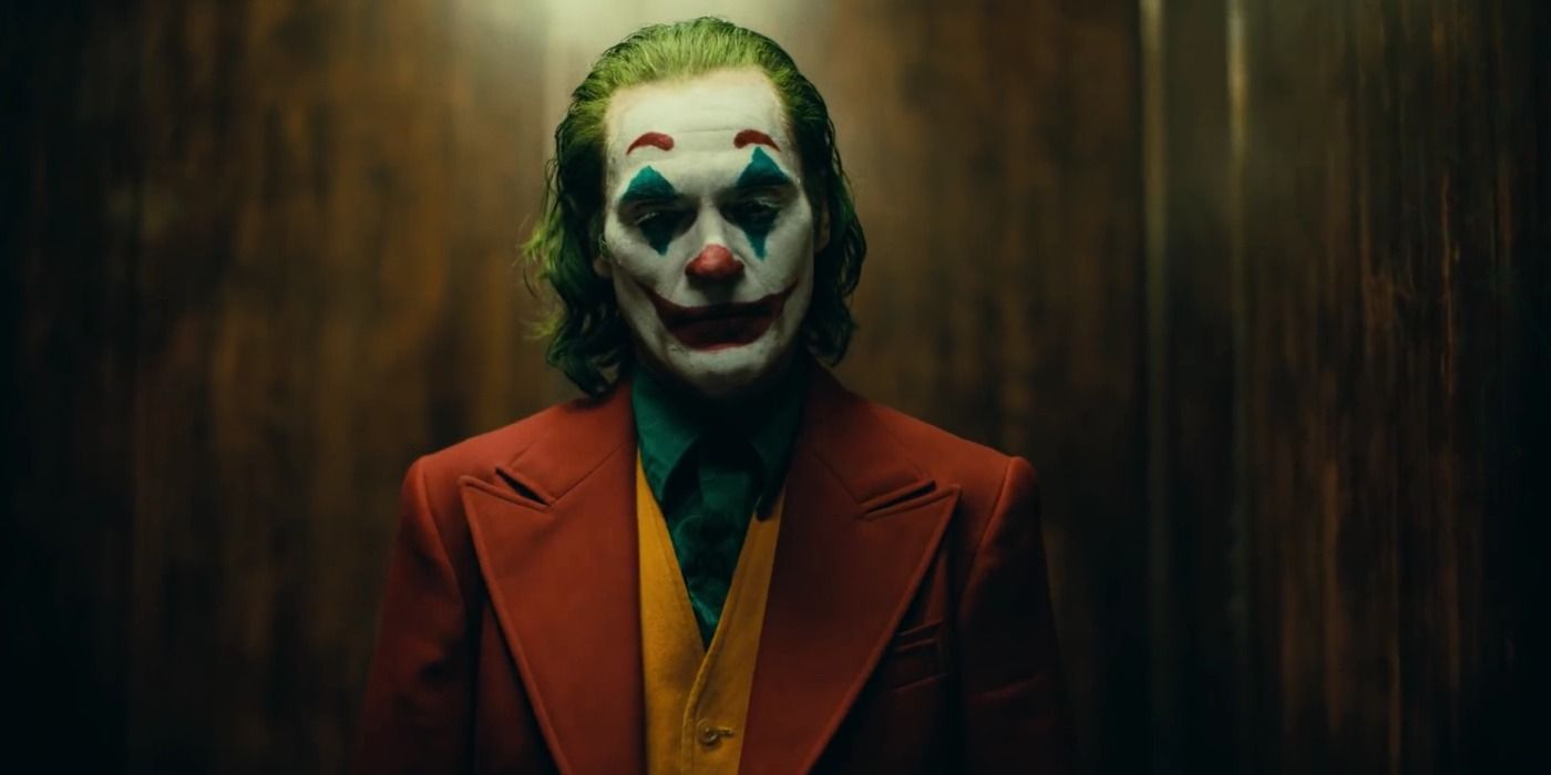Joaquin Phoenix in the full Joker makeup and outfit for the 2019 movie