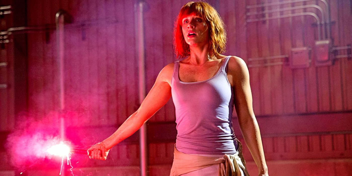 Claire lightning a flare in Jurassic World 