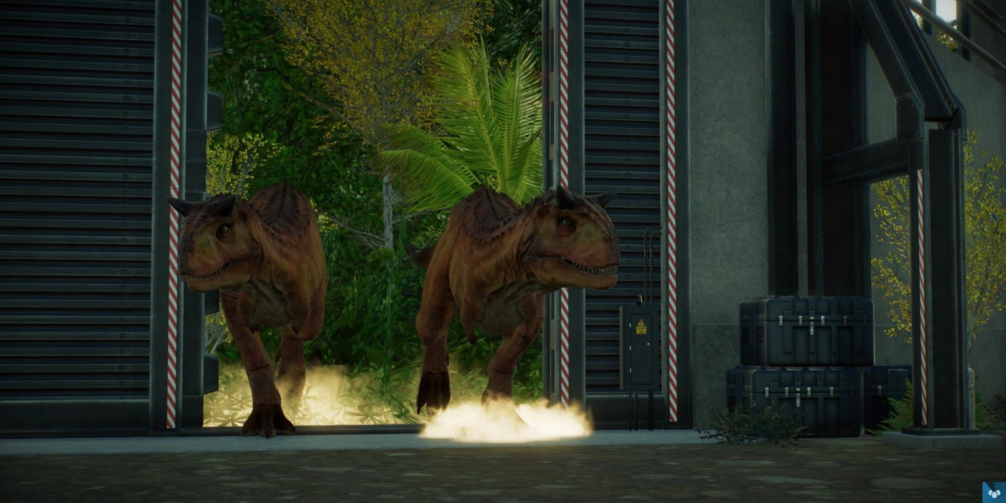 A player synthesizes Carnotaurs in Jurassic World Evolution 2's Hatchery