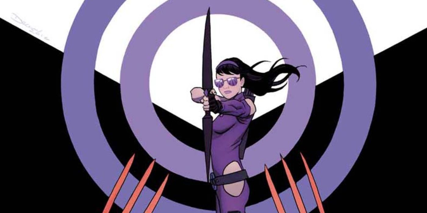 Kate Bishop takes aim at Wolverine in Marvel Comics.