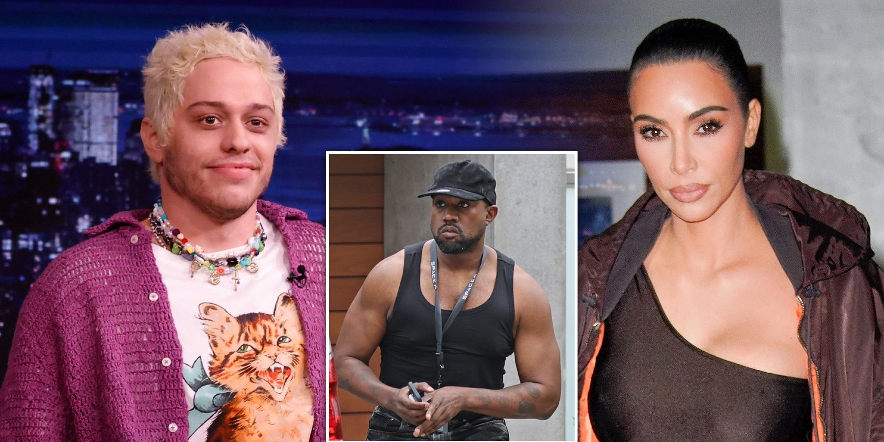 Kim Kardashian, Kanye Wesr, and Pete Davidson feature