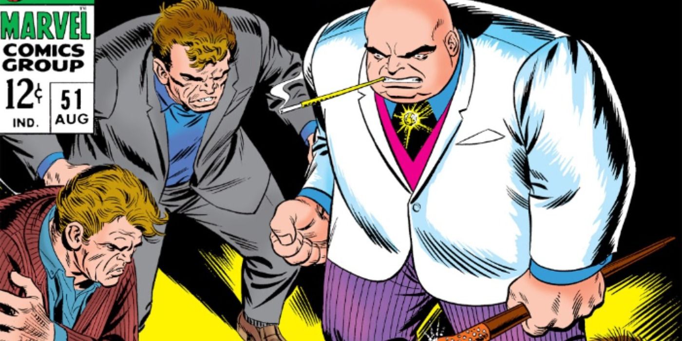 Kingpin attacks Spider-Man in Marvel Comics.