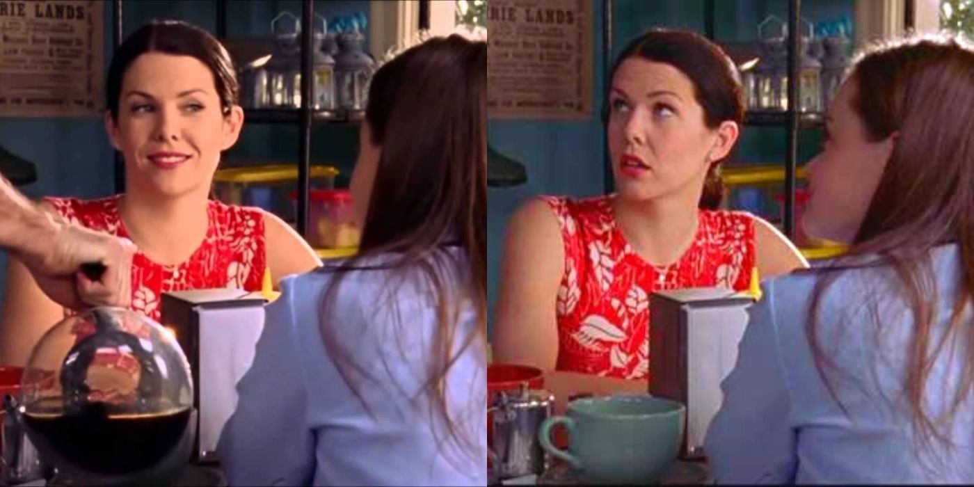 Lorelai at Luke's with Rory getting coffee on Gilmore Girls