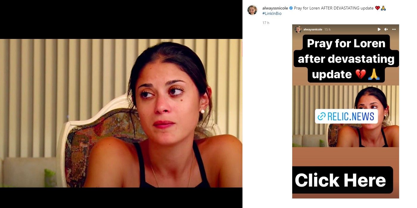 Nicole Nafziger de 90 Day Fiance publica en Instagram que Loren Brovarnik está enfermo