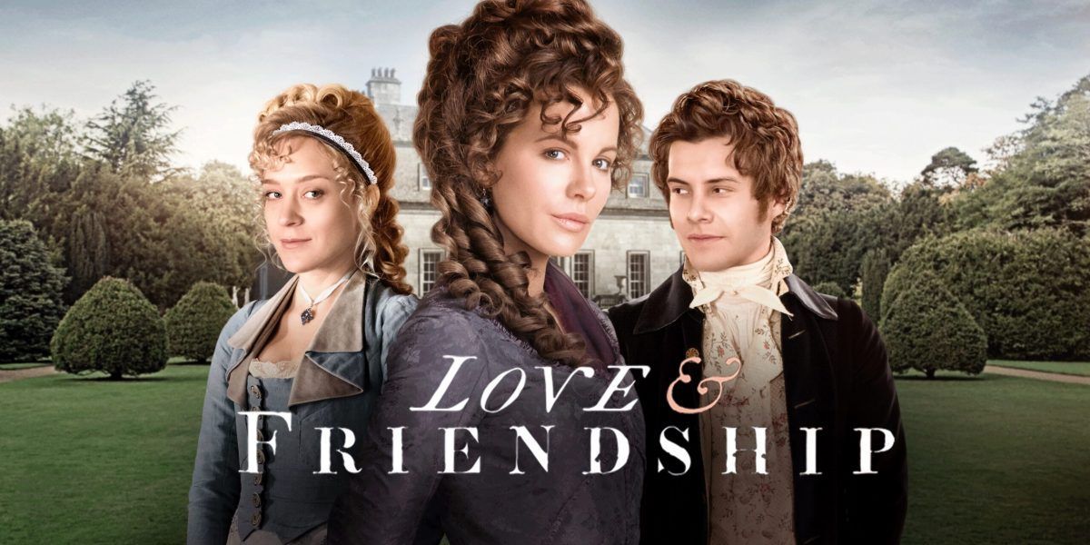 The cast of Love &amp; Friendship pose for a promotional image