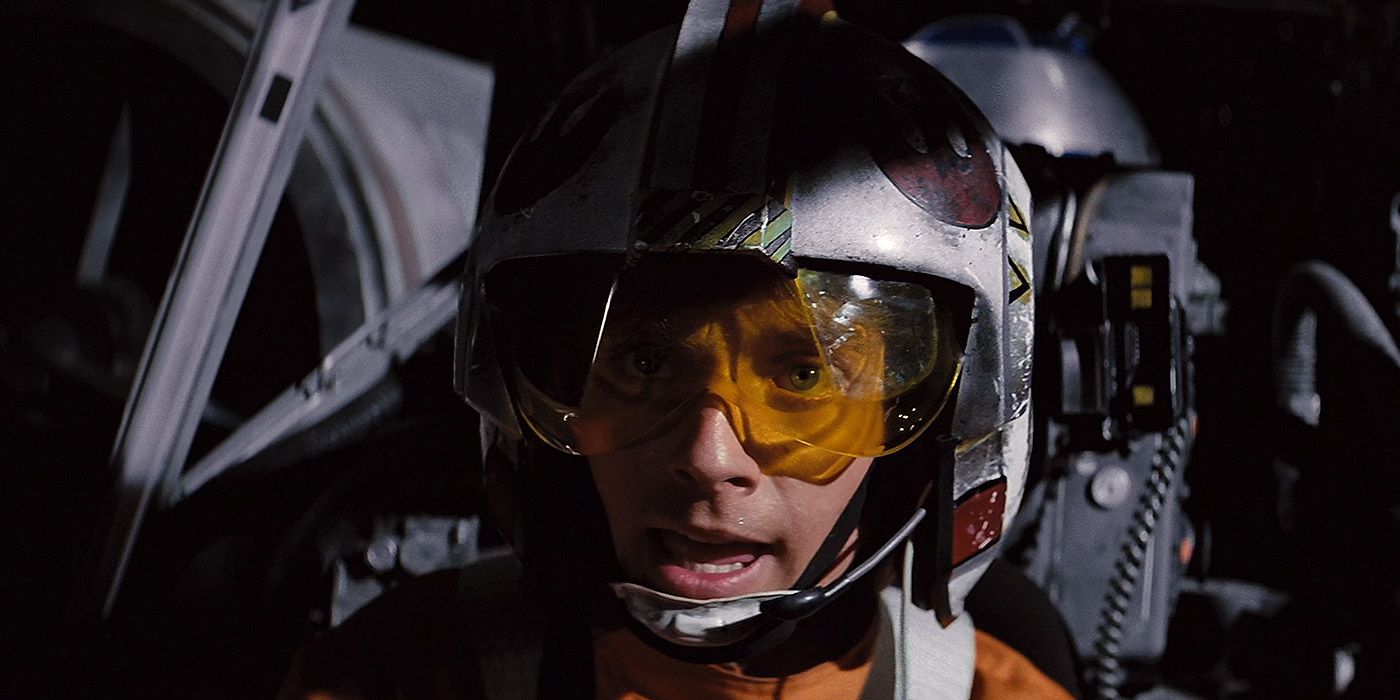 Luke Skywalker in his X-Wing in Star Wars
