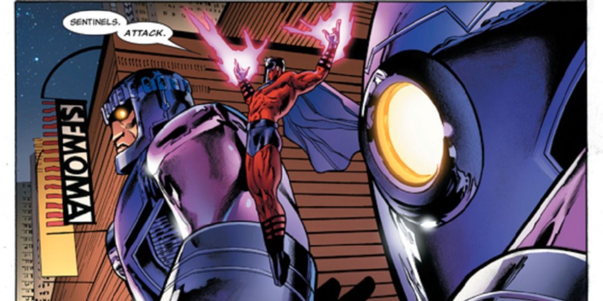 Magneto activating his own Sentinels against the X-Men