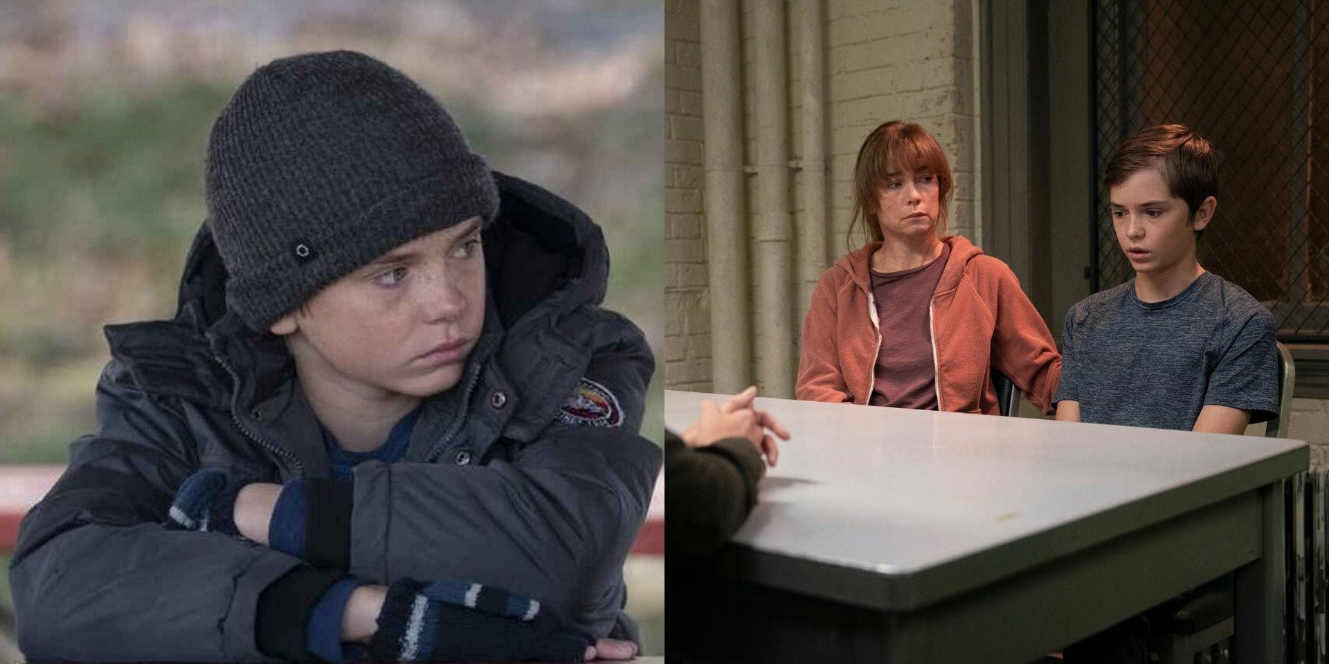 Split image of Ryan and Lori from Mare of Easttown