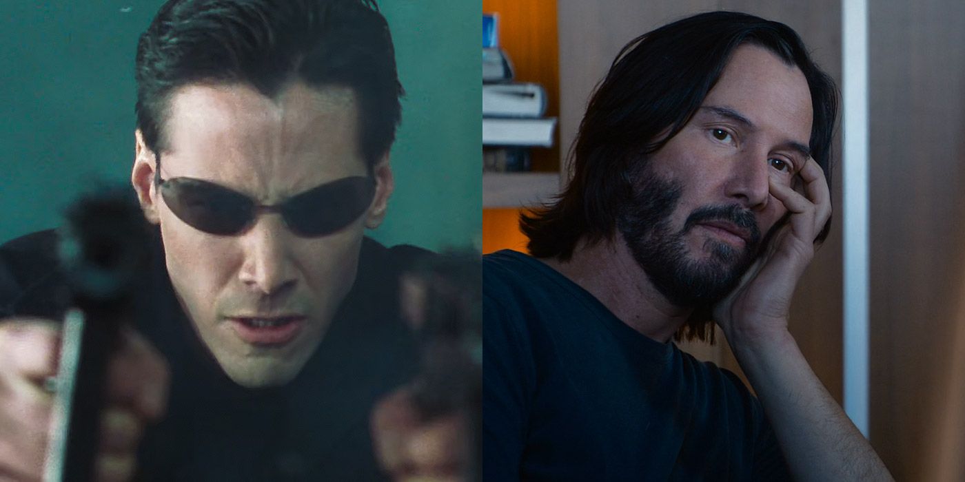 Split image of Neo from the Matrix