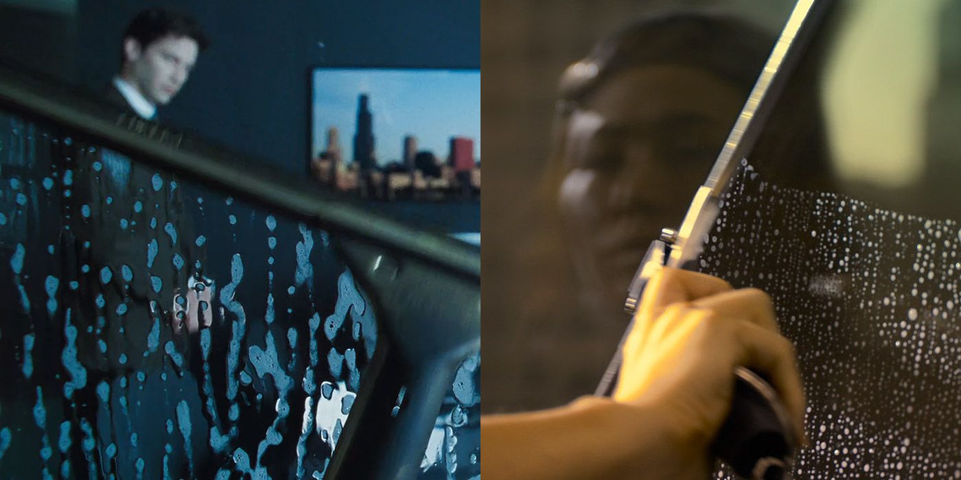 Split image of window washers from The Matrix 