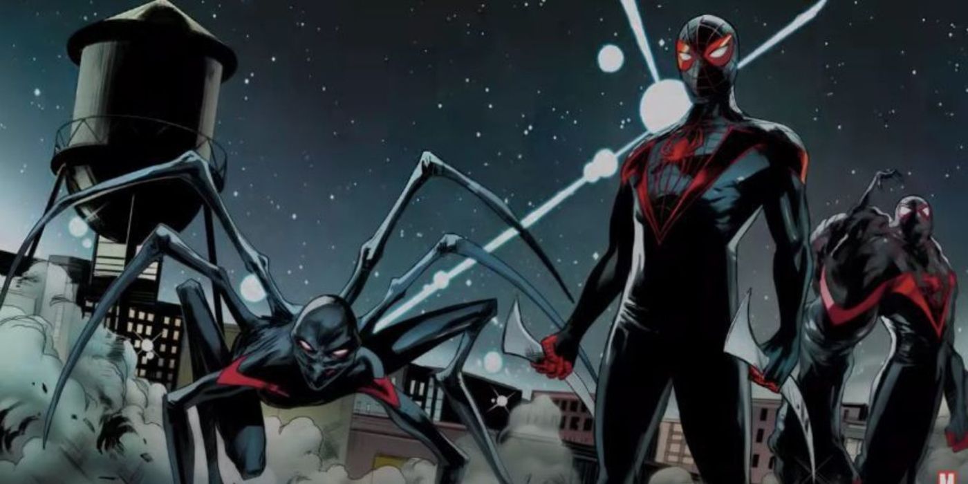 Miles Morales facing off with his clones.