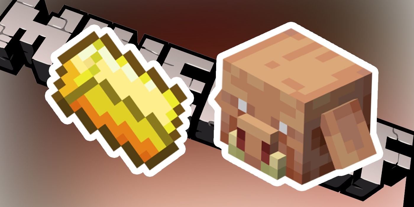A gold bar and a piglin face from Minecraft