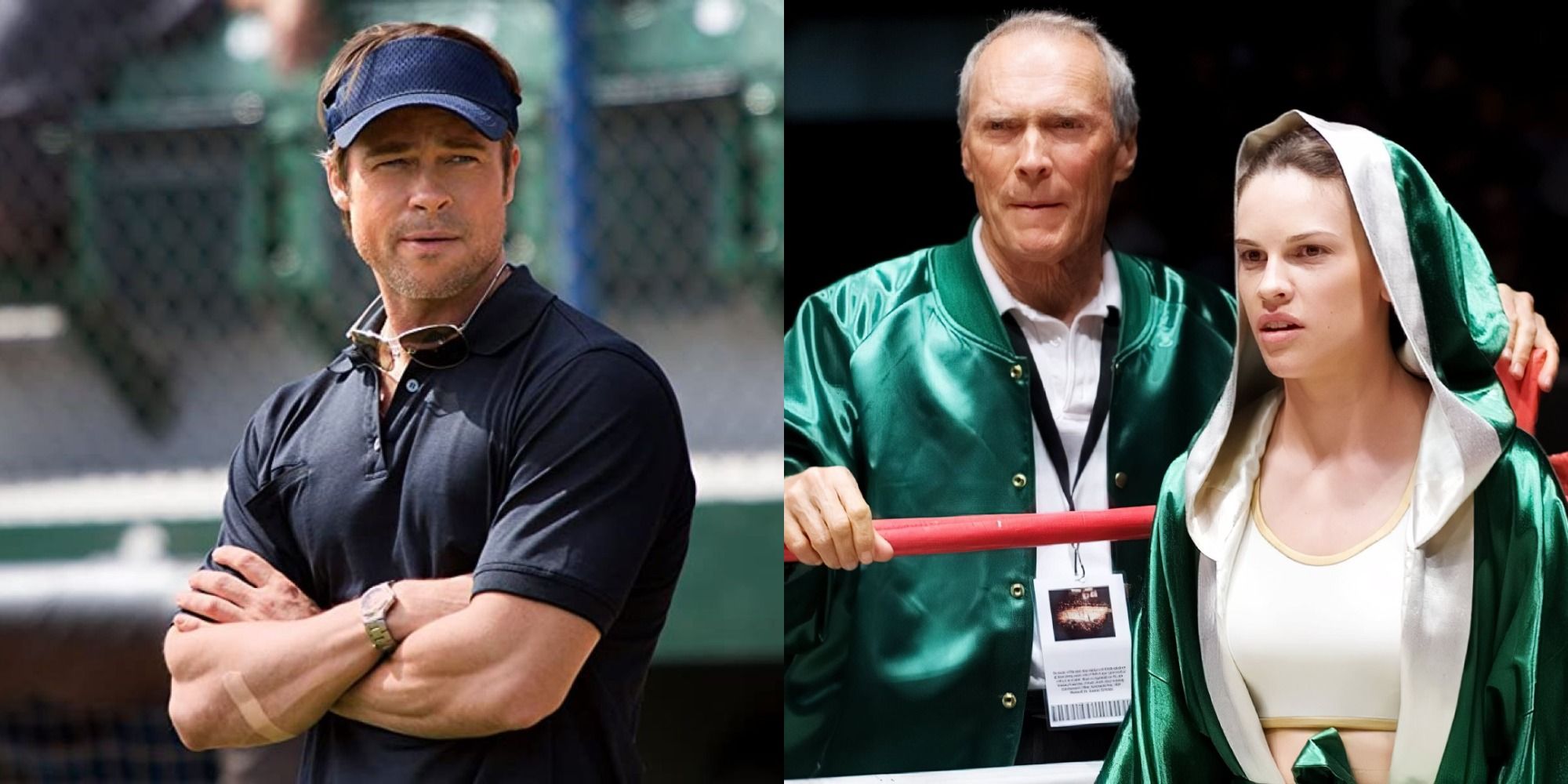 SPlit image showing Billy Beane in Moneyball and Doc and Maggie in Million Dollar Baby