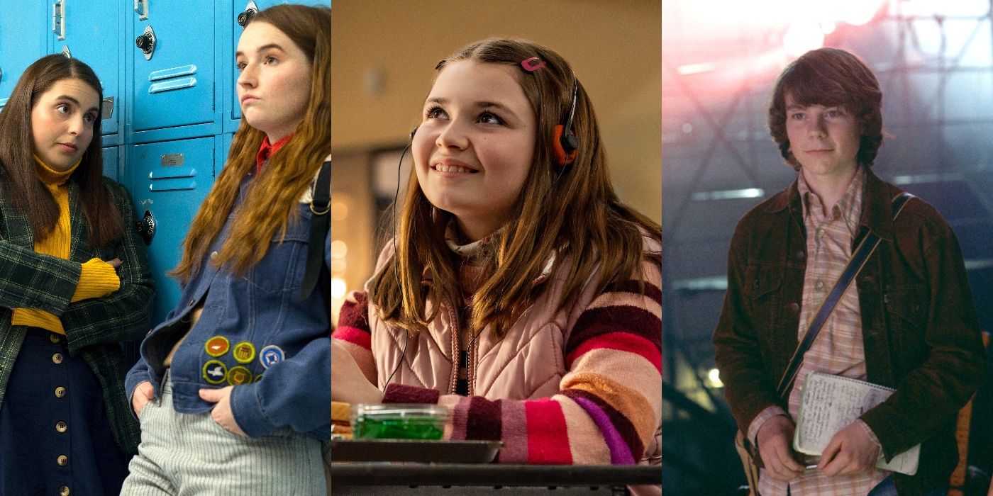 Split image of Amy and Molly in Booksmart, Beverly in Mixtape, and William in Almost Famous