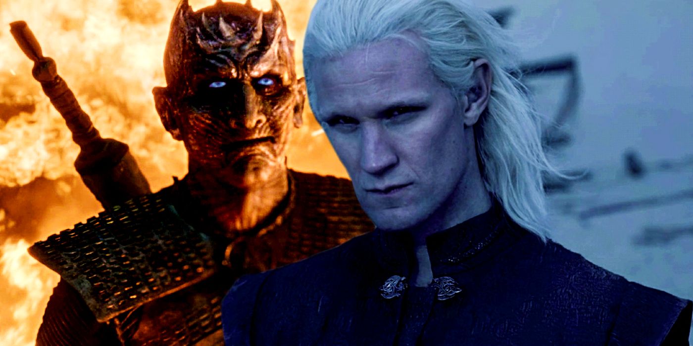 Night King in Game of Thrones and Matt Smith as Daemon Targaryen in House of the Dragon