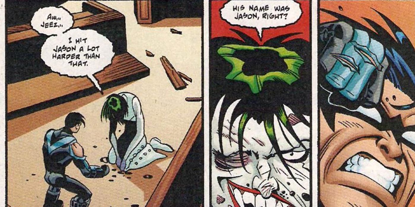 Nightwing punching Joker.