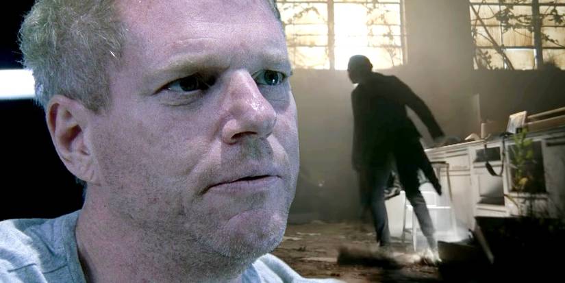 Noah Emmerich as Jenner and fast zombie in Walking Dead World Beyond