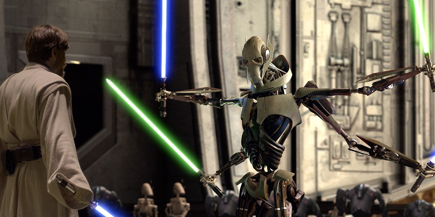 General Grievous wields four lightsabers in Star Wars: Revenge of the Sith