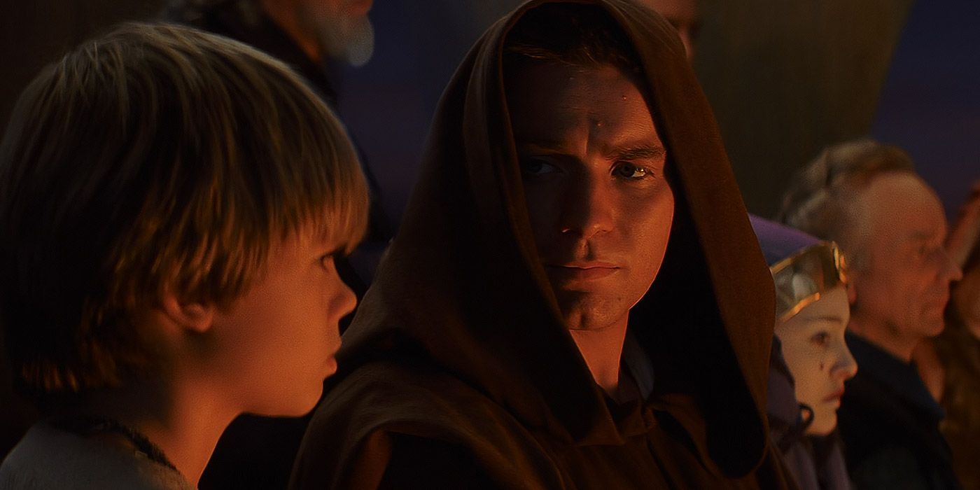 Obi-Wan talks to a young Anakin in Star Wars: The Phantom Menace