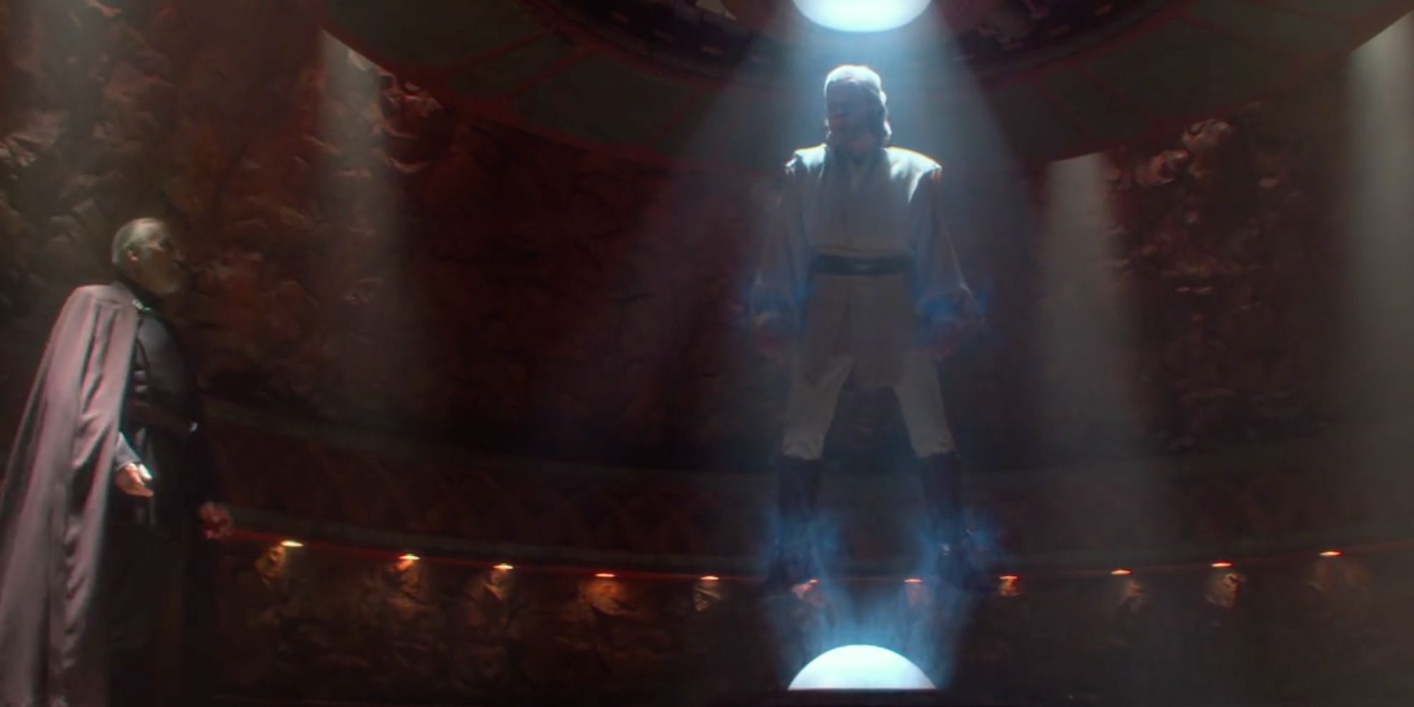 Obi-Wan is held in stasis while Dooku talks with him on Geonosis