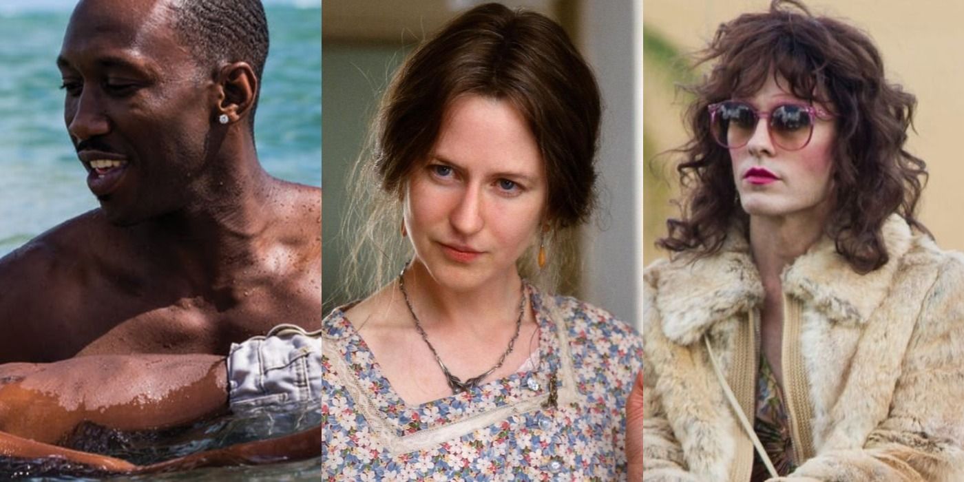 Split image with Mahershala Ali in Moonlight, Nicole Kidman in The Hours, and Jared Leto in Dallas Buyers Club