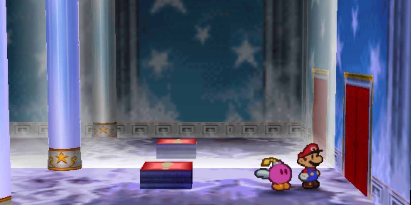Mario inside the Crystal Palace in Paper Mario 64